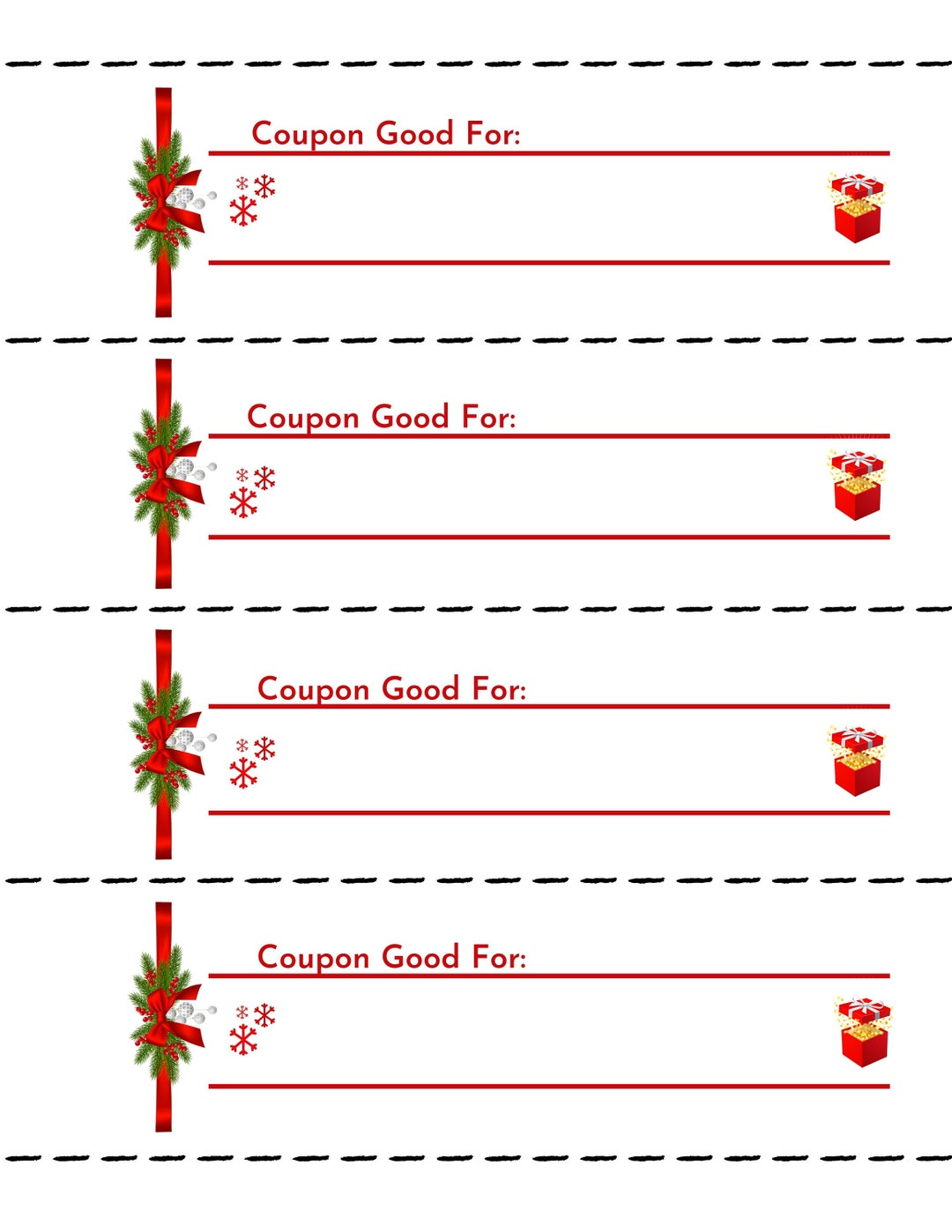 Printable Christmas Coupon Book Christmas Gift Love Coupons - Etsy