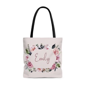 Custom name AOP Tote Bag. Personalized tote bag. Custom gift bag. Welcome bags. Bachelorette bags. Wedding welcome bags.