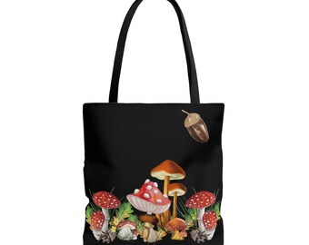 Mushroom Tote Bag Cottagecore Mushroom Bag Travel Shoulder Bag School College Work Bag Mushroom Market Bag Gift Tote Bag Mushroom Lover Bag