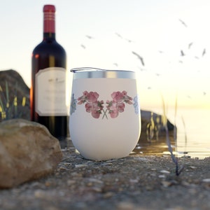 Beautiful Sweet Peas Copper Vacuum Insulated Cup 12oz Coffee Cup With Lid Vacation Tumbler Mom Wine Tumbler Beach Coffee Cup Beach Wine Glas