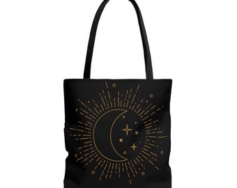 Sun Moon and Stars Tote Bag, Celestial Tote Bag, Mystical Tote Bag, Boho Tote, Gift Tote Bag, Aesthetic Tote, Witchy Tote Bag, Gothic Tote