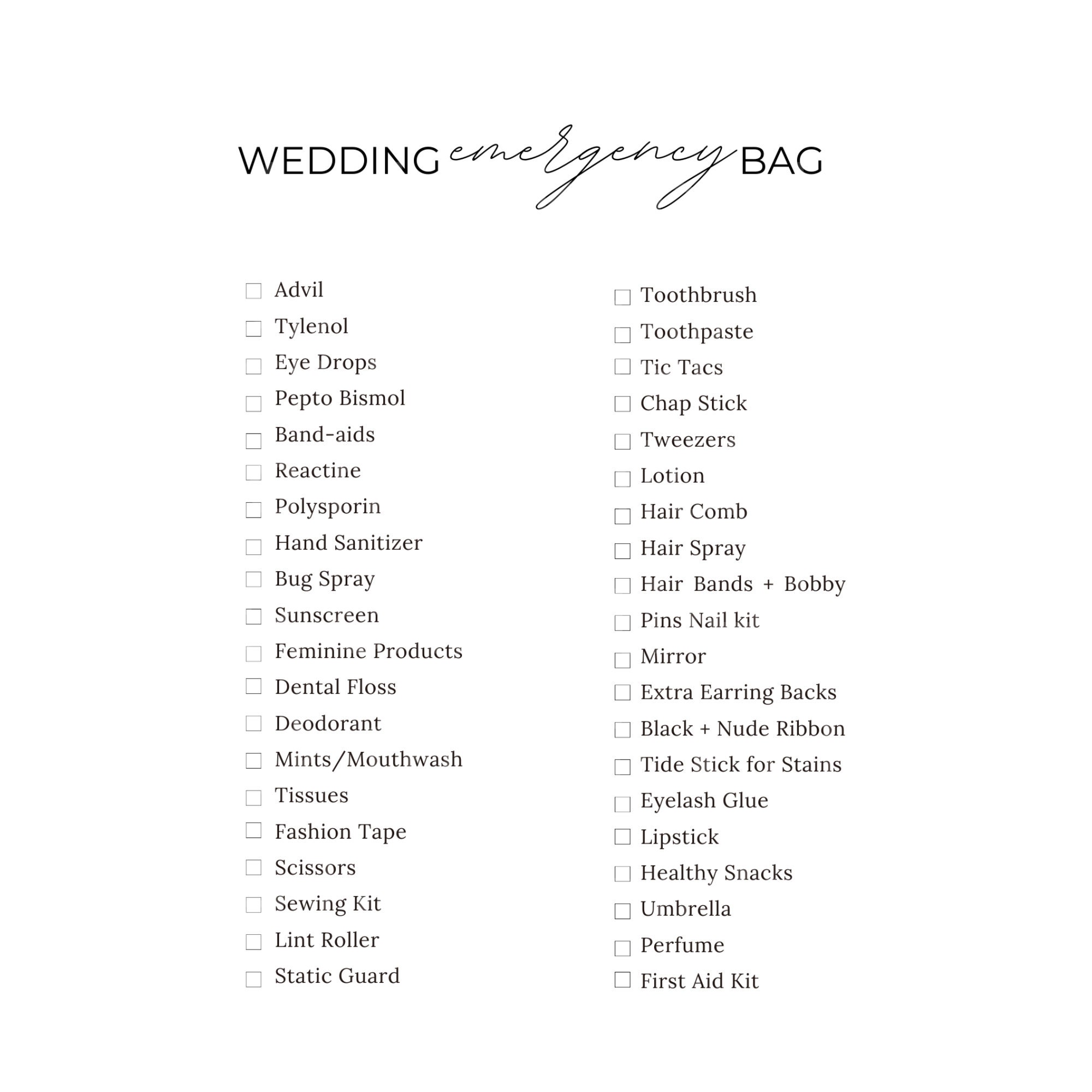 Wedding Checklist, Printable Wedding Checklist, Wedding List Planning, Wedding Registry ...