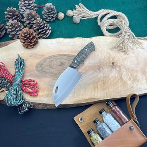 Almazan Chef Knife, Cleaver Knife , Bushcraft Hand Forged Boning Knife , Multipurpose Chef Knives for Home, Camping, Outdoors, BBQ