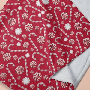 Candy Cane Minky Blanket, Velveteen Blanket, Winter Blanket, Christmas Throw Blanket, Family Blanket, Couch Blanket, Hallmark Blanket