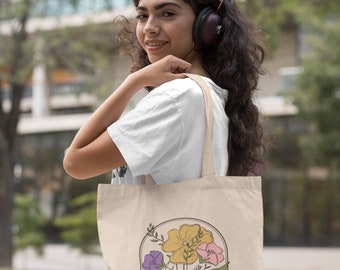 Torba Tote z Kwiatami, Torba Tote z Roślinami, Torby Na Produkty, Torba Tote z Kwiatami, Estetyczna Torba Tote, Modna Torba Tote, Urocze Torby Tote, Torba Tote z Płótna