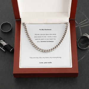 A Mi Esposo Collar de Cadena Cubana, Regalos de Navidad, Regalo de Esposo, Regalo Romántico de Aniversario para Esposo, Regalos de Navidad