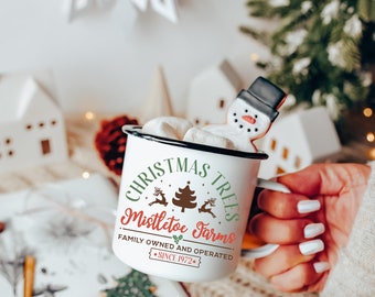 Christmas Trees Mug, Christmas Coffee Camper Mug, Winter Mug, Holiday Mug, Hot Chocolate Mug, Merry Christmas Mug