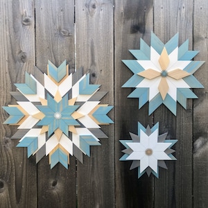Mosaic Barn Quilt Wall Art- Rustic Wooden Wall Art- Farmhouse Turquoise Wall Art
