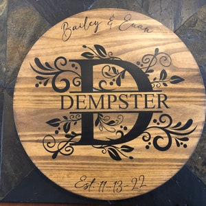 Personalized Lazy Susan, Dining Room Centerpiece, Personalized turntable, Wedding gift, Wooden Lazy Susan turntable