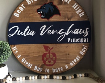 Personalized Teacher Name Sign, School Colors, Custom Plaque
