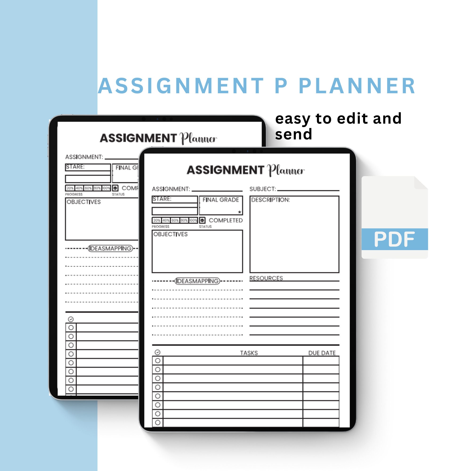 Printable Assignment Template, Digital Assignment Planner, Assignment ...