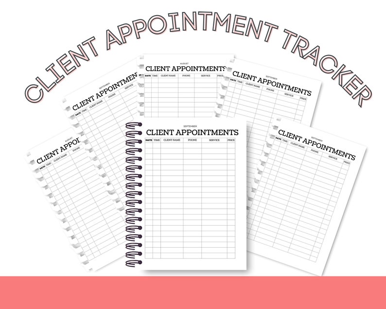 Client Appointment Tracker Client Appointment book Appointment planner Client management tool Client relationship management Printable image 3