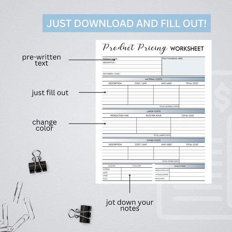 Product Pricing Worksheet, Price List Template, Cost Analysis Template ...