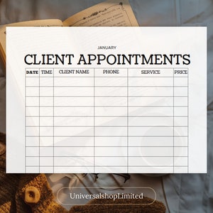 Client Appointment Tracker Client Appointment book Appointment planner Client management tool Client relationship management Printable image 4