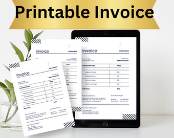 SMALL BUSINESS INVOICE: Customizable  Template Download and Print Your Invoices with Multiple Editable Canva Designs