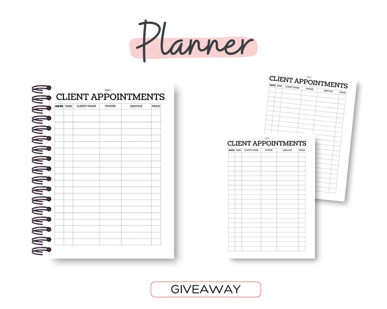 Client Appointment Tracker Client Appointment book Appointment planner Client management tool Client relationship management Printable image 2