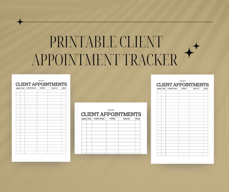 Client Appointment Tracker Client Appointment book Appointment planner Client management tool Client relationship management Printable image 1