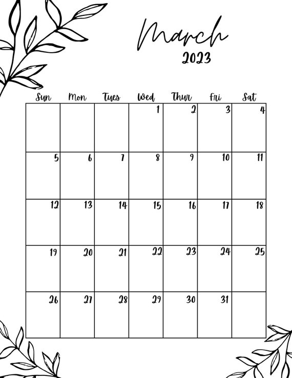 March 2023 Calendar Digital Download PDF Printable - Etsy