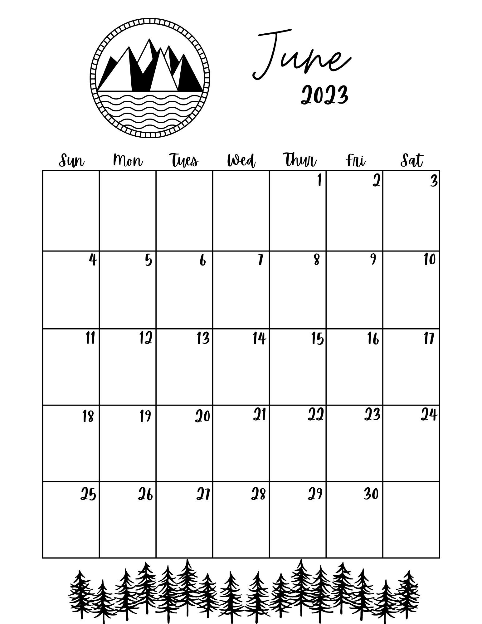 June 2023 Calendar Digital Download PDF Printable - Etsy