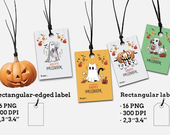 Happy Halloween Gift Tag, Trick or Treat Favor Bag Tag, Fall Gift Tags, Halloween Treat Tags, Cute Ghost Cat Pumpkin, Printable Tags
