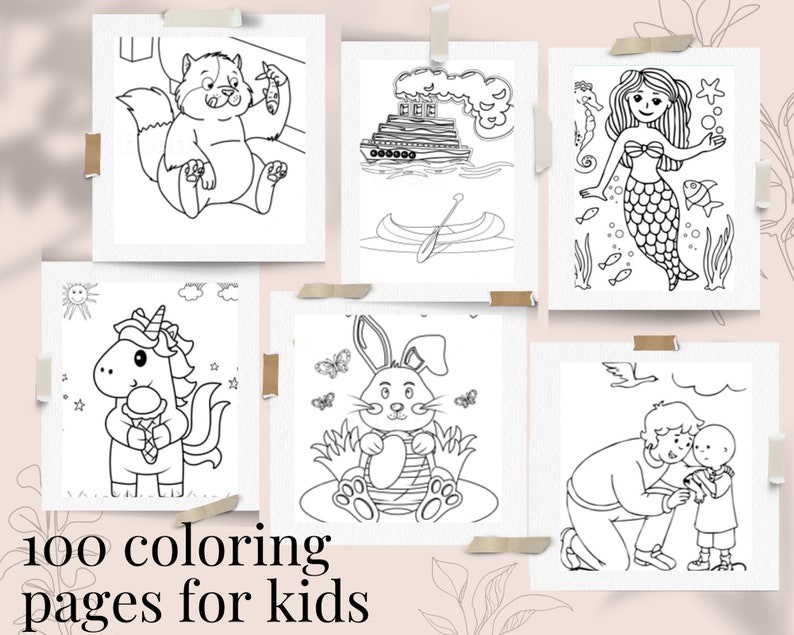 100 Printable Coloring Pages for Kids Download Fun Kids - Etsy