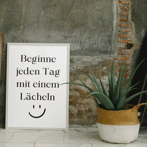 Start every day with a smile; Wall Decor Wall Art Poster Download Saying Design Home Black White Creative Gift