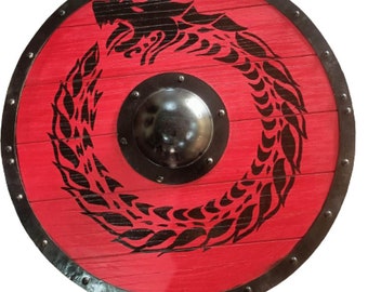 Viking Wooden Shield | Handcrafted Medieval Round Shield Cosplay Wall Decor