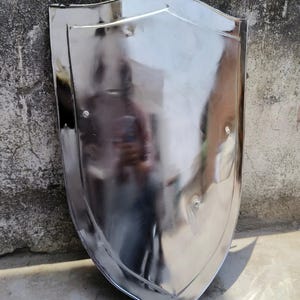 Medieval Heater Shield | SCA LARP 18GA Steel Medieval Armor Shield Knight Templar Shield Replica Halloween & Christmas Gift