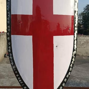 Medieval Knight Templar Heater Shield Cross Shield Battle Ready Armor Wall Decor Halloween Cosplay Role Costume ~ Larp Shield Christmas Gift