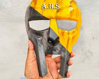 MF Doom Mask: Hand Forged Steel Gladiator Mask, Halloween Costume