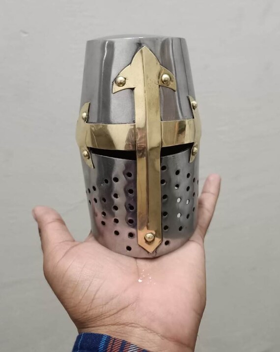 Medieval Armor Mini Knight Helmet Table Decor With Stand Etsy
