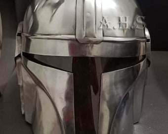 Mandalorian Steel Helmet – Star Wars Cosplay, LARP Costume Prop