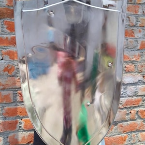 Handmade 18GA Steel Heater Shield: Medieval Knight Templar Replica