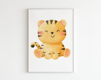 Tiger Nursery Wall Ar ~ Printable Tiger Art ~ Safari Nursery ~ Nursery Art Decor ~ Kids Wall Art ~ Download digitale stampabile