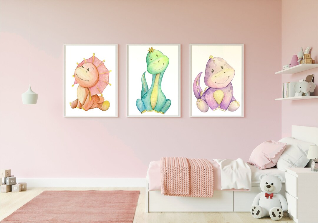 Dinosaur Print Set of 3 ~ Kids Gallery Wall Set ~ Dinosaur Wall Art ...