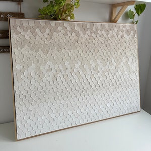 Beige Textured Art - White Textured Art - Mottled Textured Art - Beige And White Plaster Art - Wooden frame - Plaster Art