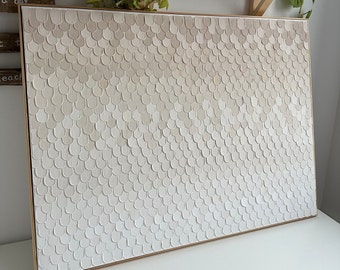 Beige Textured Art - White Textured Art - Mottled Textured Art - Beige And White Plaster Art - Wooden frame - Plaster Art
