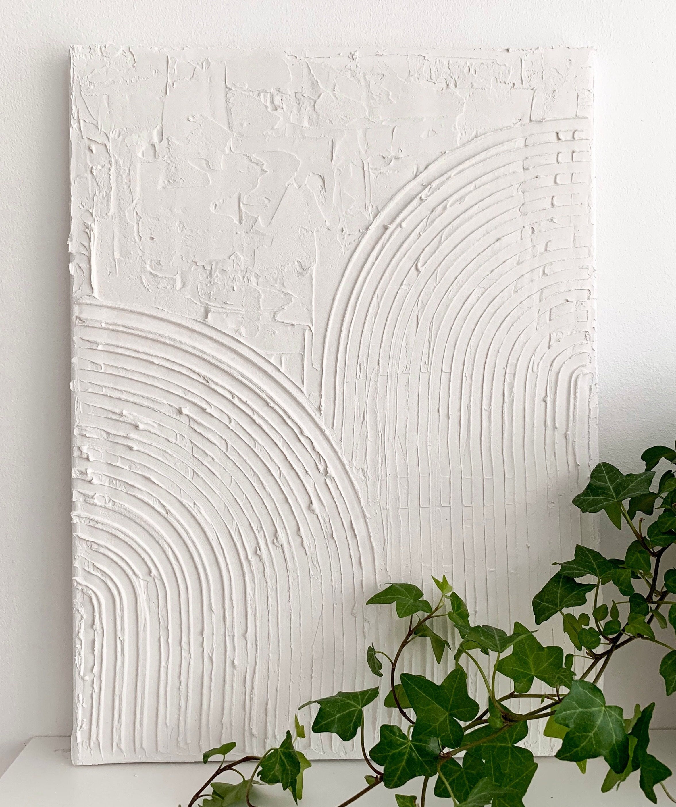 White Textured Walk Art, Two Arches Textured Art Wall Art, Two Arches