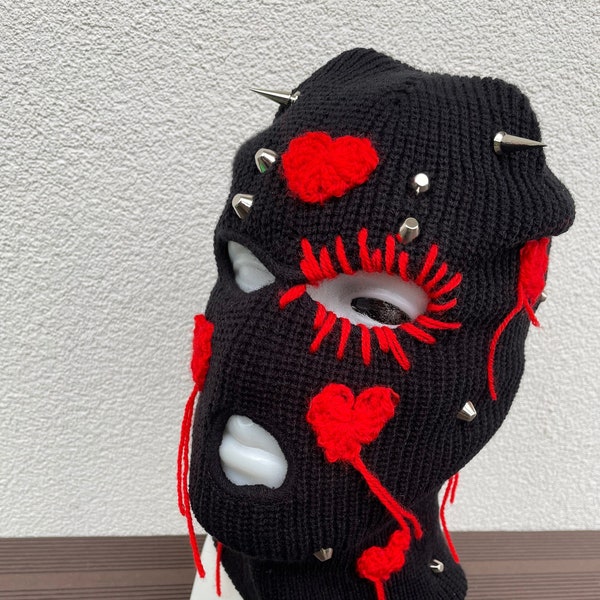 Ski mask - UNIQUE - hearts and spikes