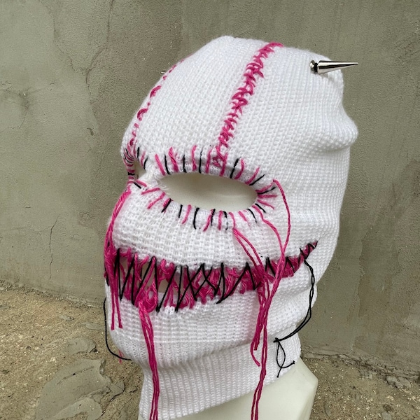 pasamontañas, gorro, gorro personalizado, mejor regalo, pasamontañas con cuernos, máscara de miedo, gorro de ganchillo, máscara de festival de verano