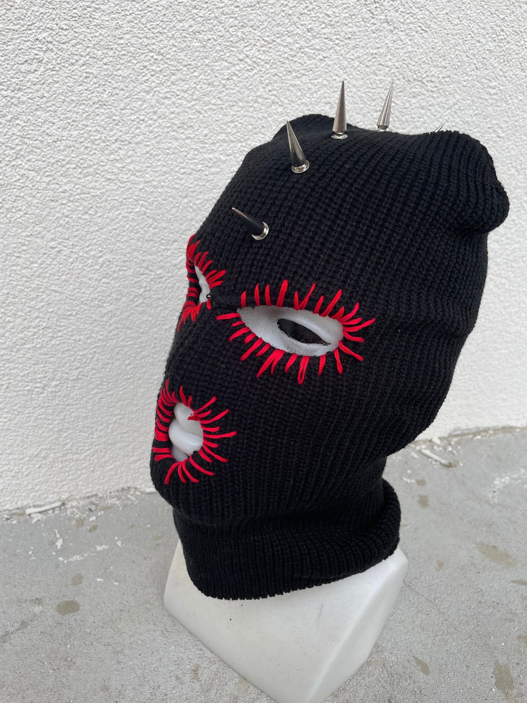 Balaclava Ski Mask Spikes Black Etsy