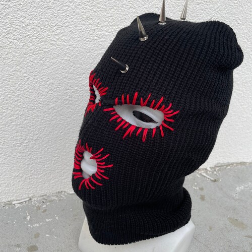 Distressed Balaclava / Ski Mask RED MIX yeat Inspired - Etsy