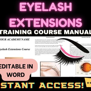 Eyelash Extensions Training Course Manual | Beauty School Online Eyelash Course | Eyelash Extension Technician Beautician Training Course