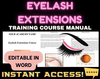 Eyelash Extensions Training Course Manual | Beauty School Online Eyelash Course | Eyelash Extension Technician Beautician Training Course