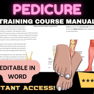 Manuale del corso di formazione per pedicure / Guida di formazione per set di pedicure modificabile / Corso di pedicure della scuola di bellezza online / Corso di pedicure per unghie online
