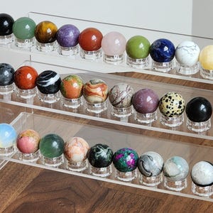 Mini Crystal Balls | 20mm Stone Sphere | Small Gem Cutecore Collection | Desk or Shelf Decor Gift | Witchy Altar, Healing Grid, Fish Tank