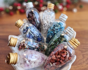 Crystal Chips Tree Ornaments | Hanging Christmas Bulbs | Kid Rock Crafts | Geology Rocks! | Green & Red | Natural Holiday Decor by Sullivan