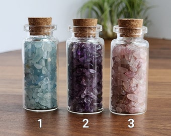 Crystal Chip Jars: Mini Bottles of Gemstone Chips - Rhodochrosite, Lapis