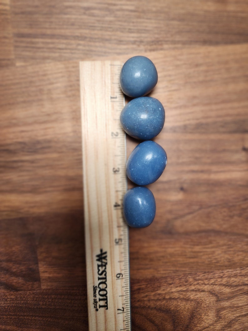 Stone Nature Ruler Angelite Crystal Tumble: Calming Blue Stone (medium to Large Size) - Etsy