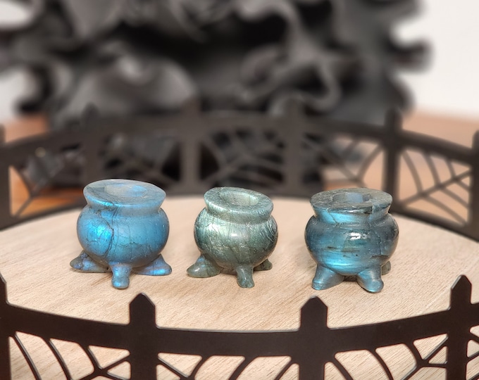 Mini Crystal Cauldron | Flashy Labradorite | Spooky Season Crystals ...